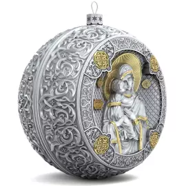 Set of 2 silver Christmas tree balls "Orthodox and the Appearance of an angel"